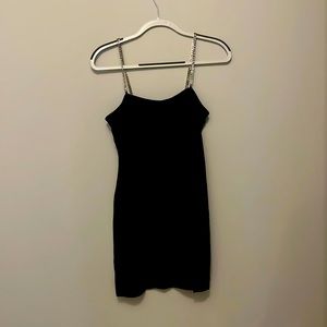 Black Mini Dress with Bejeweled Straps